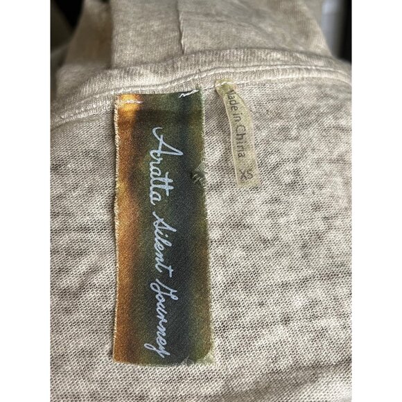 Aratta Silent Journey Linen T Shirt Size Xs Extra Small Green Floral Applique - Picture 4 of 7